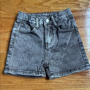 Kids High-Rise Washed Charcoal Denim Shorts